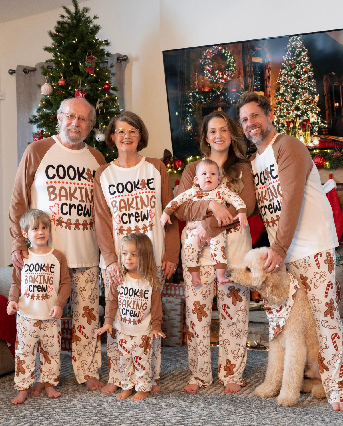 PatPat Family Matching Christmas Pajamas Gingerbread Print Khaki