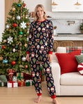 PatPat Family Matching Christmas Pajamas Christmas Tree & Gingerbread Print Black