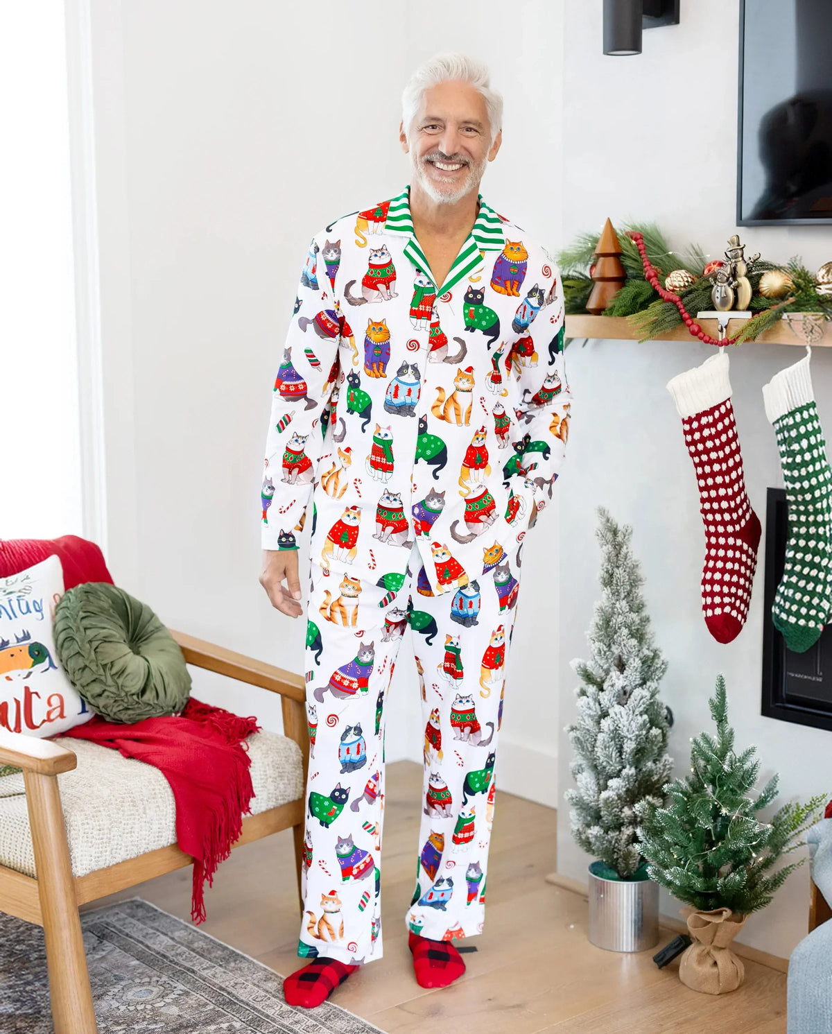 PatPat Matching Family Christmas Pajamas Festive Cat Print Multicolor