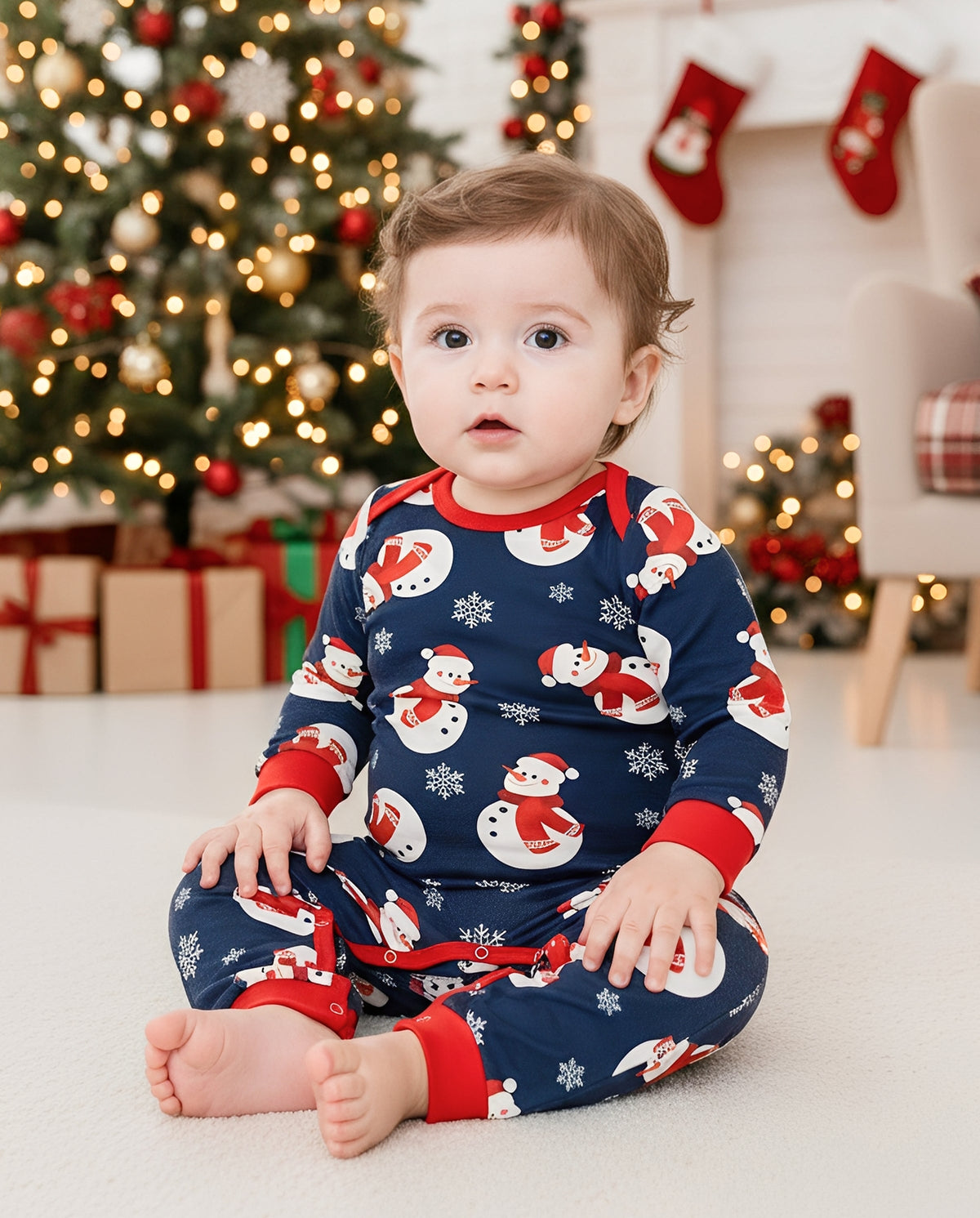 PatPat Matching Family Christmas Pajamas Snowman Print Colorblock