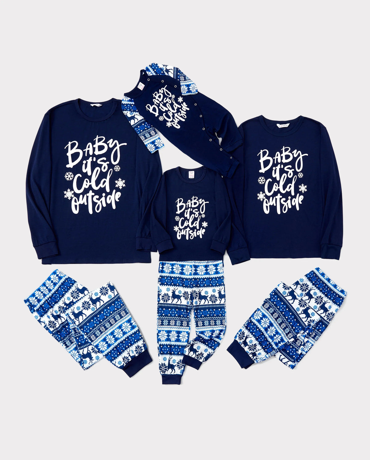PatPat Family Matching Christmas Pajamas Baby It's Cold Outside Print Blue