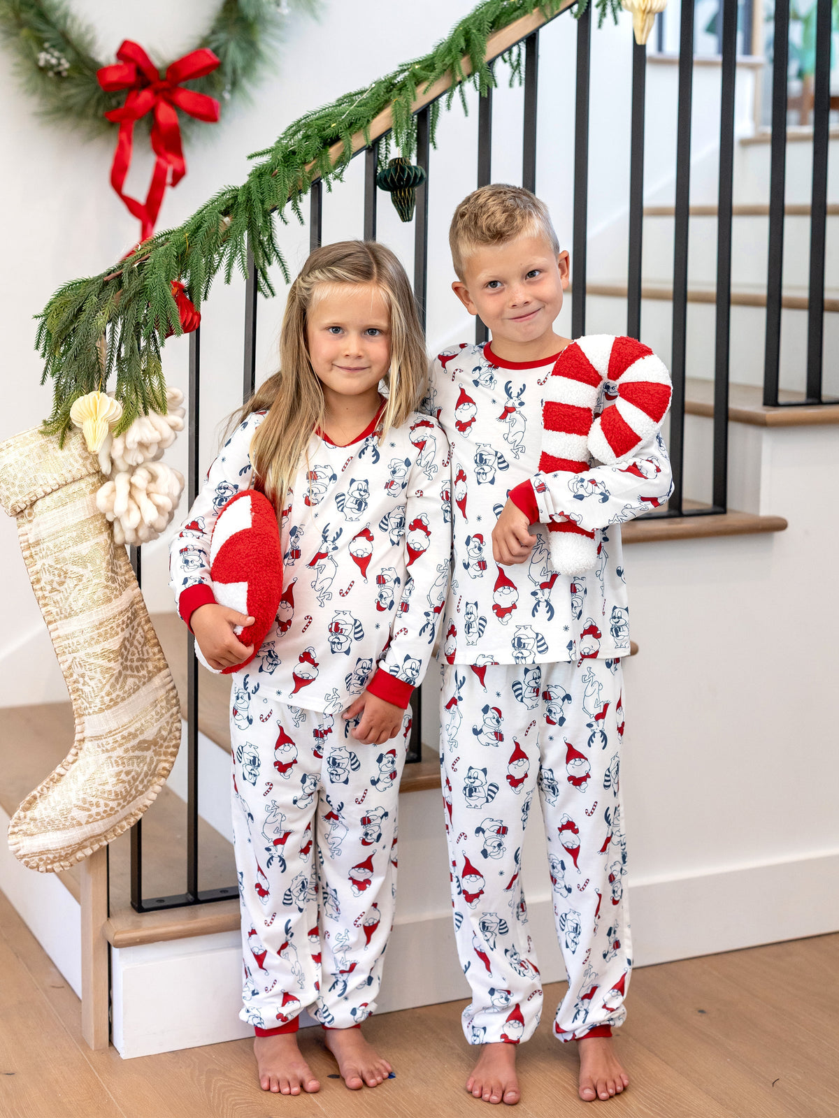 PatPat Family Matching Christmas Pajamas Gnome Print White