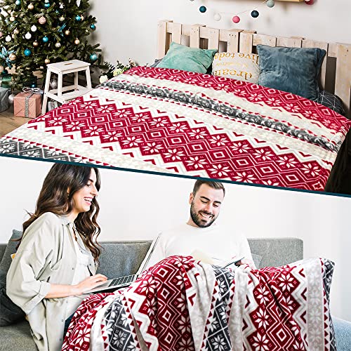 PAVILIA Christmas Throw Blanket | Holiday Christmas Red Fleece Blanket | Soft, Plush, Warm Winter Cabin Throw, 50x60 (Red Snowflakes) - color: Holiday - Snowflakes, size: 50 X 60 Inches - Throw