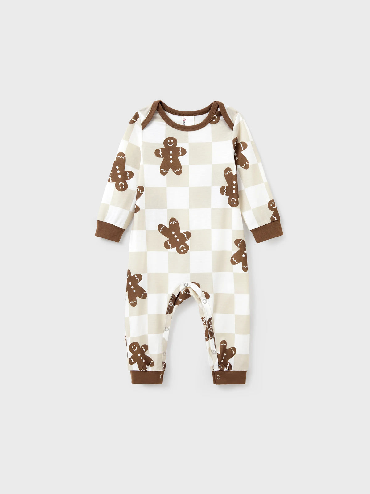 PatPat Family Matching Christmas Pajamas Gingerbread & Plaid Print Khaki
