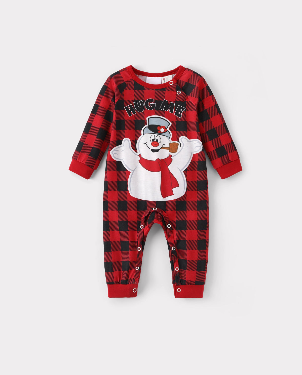 PatPat Frosty the Snowman Matching Family Christmas Pajamas Hug Me Print Plaid Red