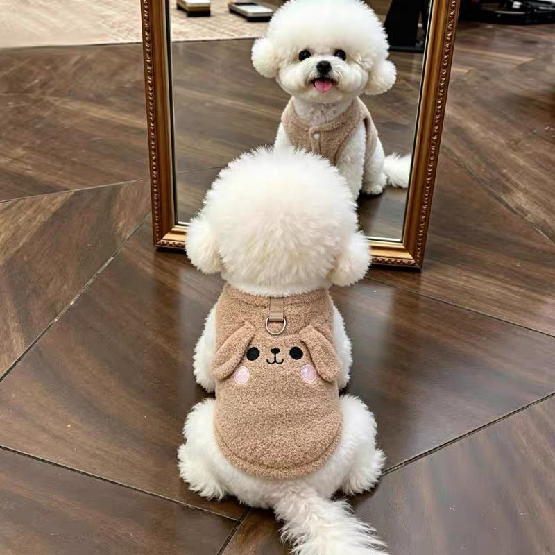 Puppy Face Soft Fleece Dog Cat Vest Harness
