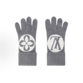 Grey Knit Touchscreen Gloves, Unisex Winter Warm Gloves with Contrast Circle Jacquard Pattern, Ribbed Cuff