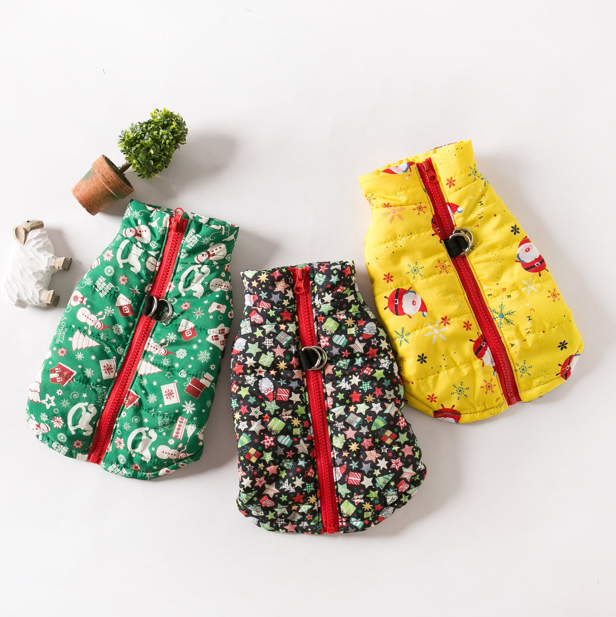Christmas Star&Santa Printed Dog Jacket Vest