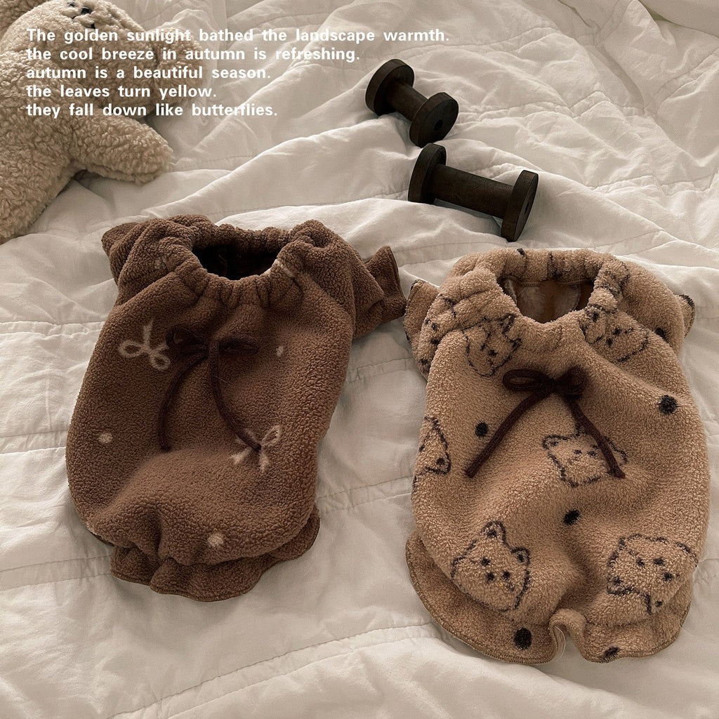 Puffy Soft Fleece Bow Dog Cat Pullover