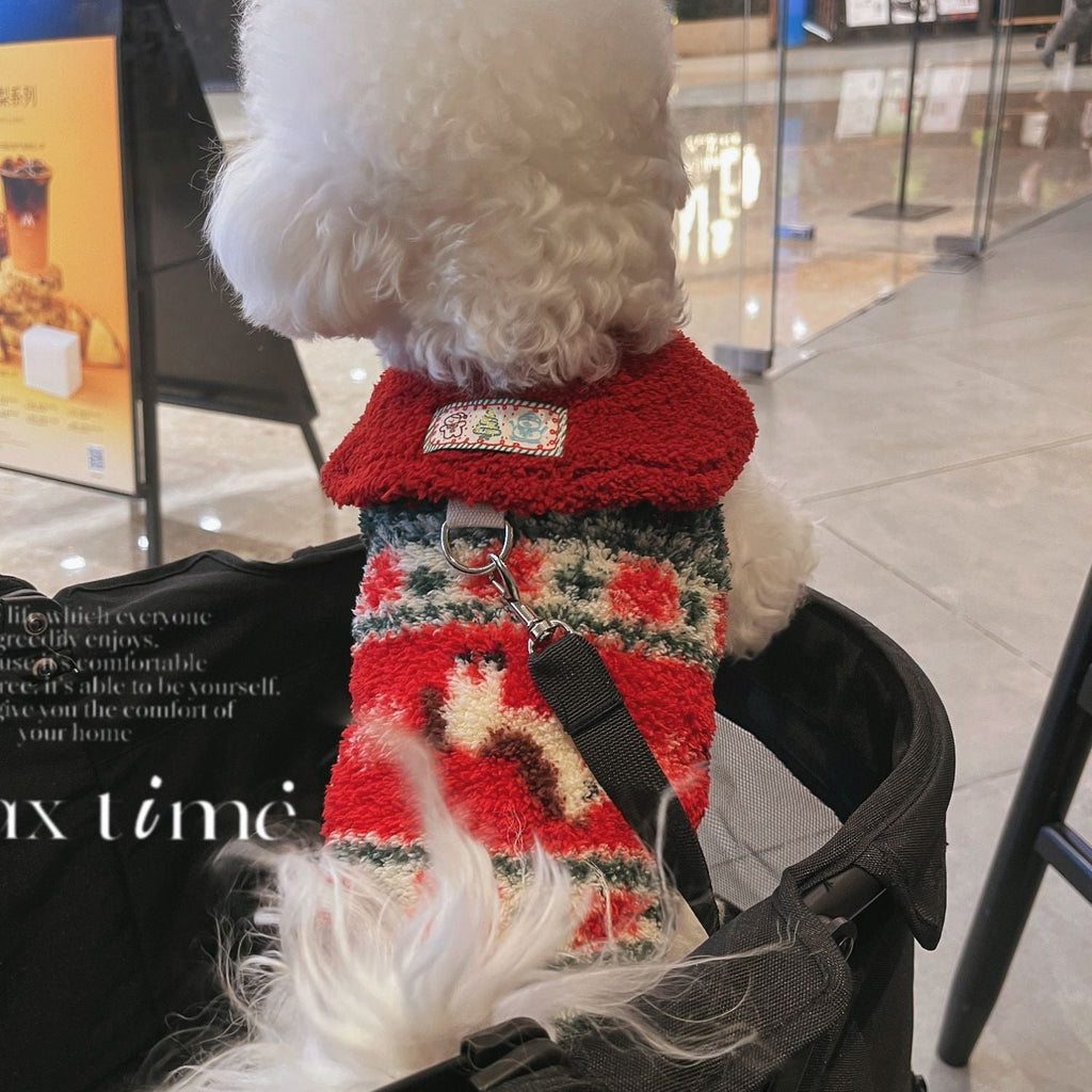 Fleece Christmas Pattern Dog Cat Vest Harness
