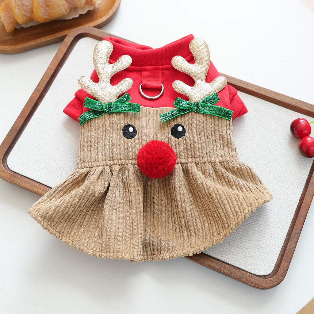 Christmas Elk Shape Dog Cat Dress Harness