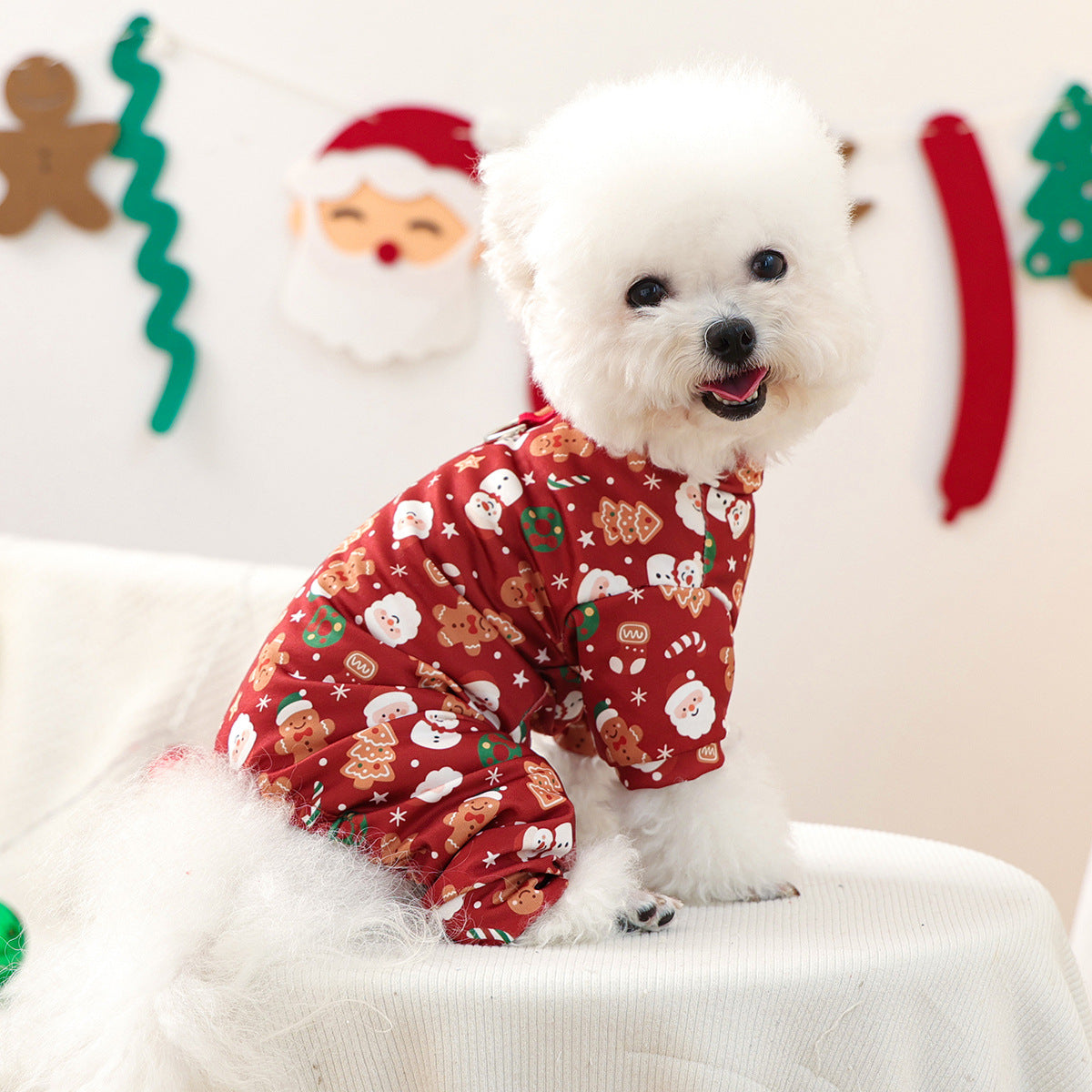 Christmas Santa Dog Harness Jumpsuits Pajama