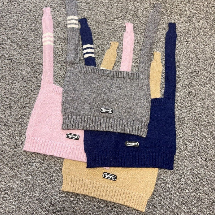 Warm Striped Knitted Dog Jumpsuits Cape