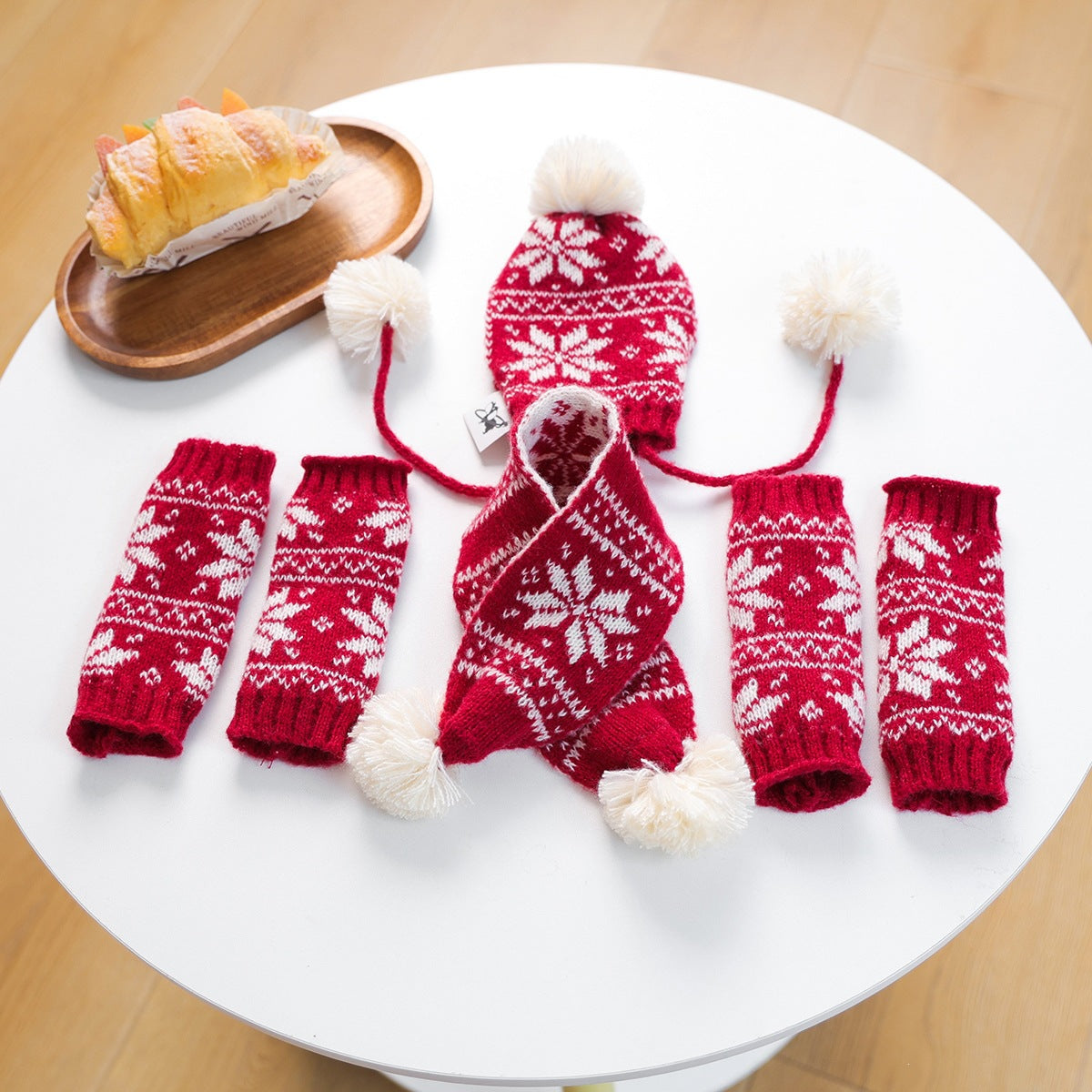 Christmas Dog Cat Scarf Hat Socks 3pcs Set