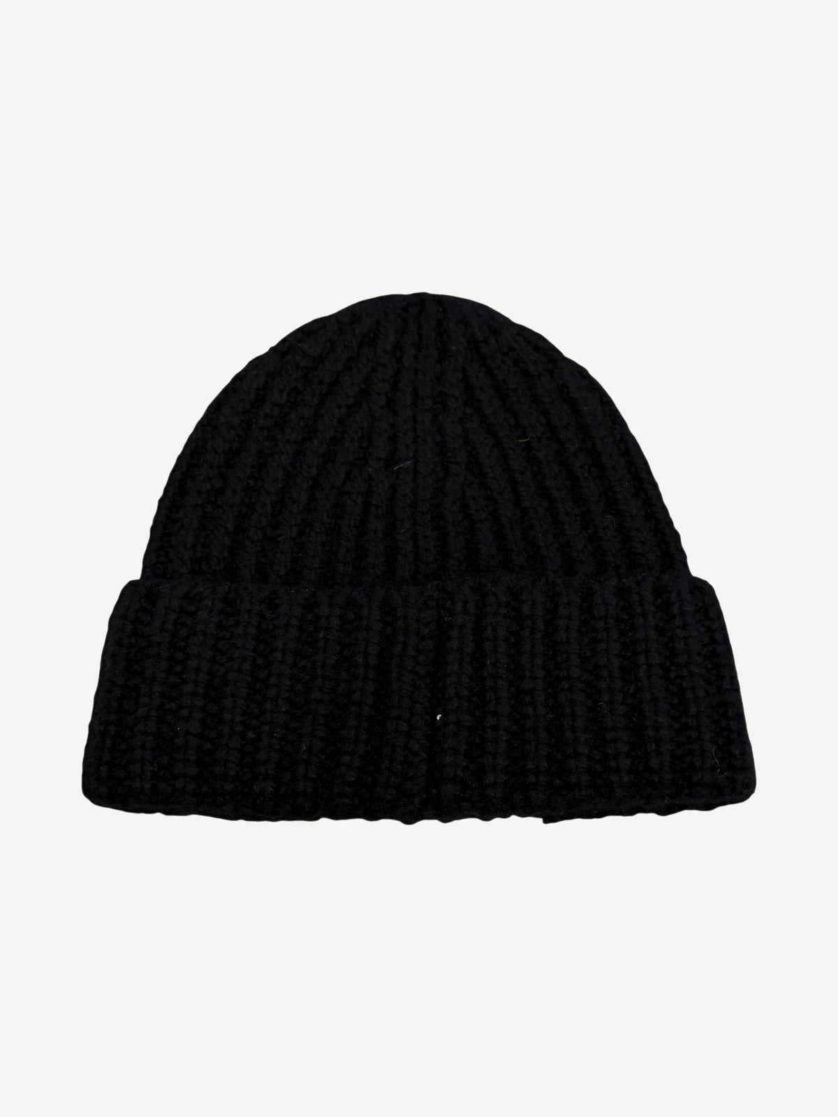 Chanel Black CC Square Emblem Ribbed Knit Cashmere Beanie