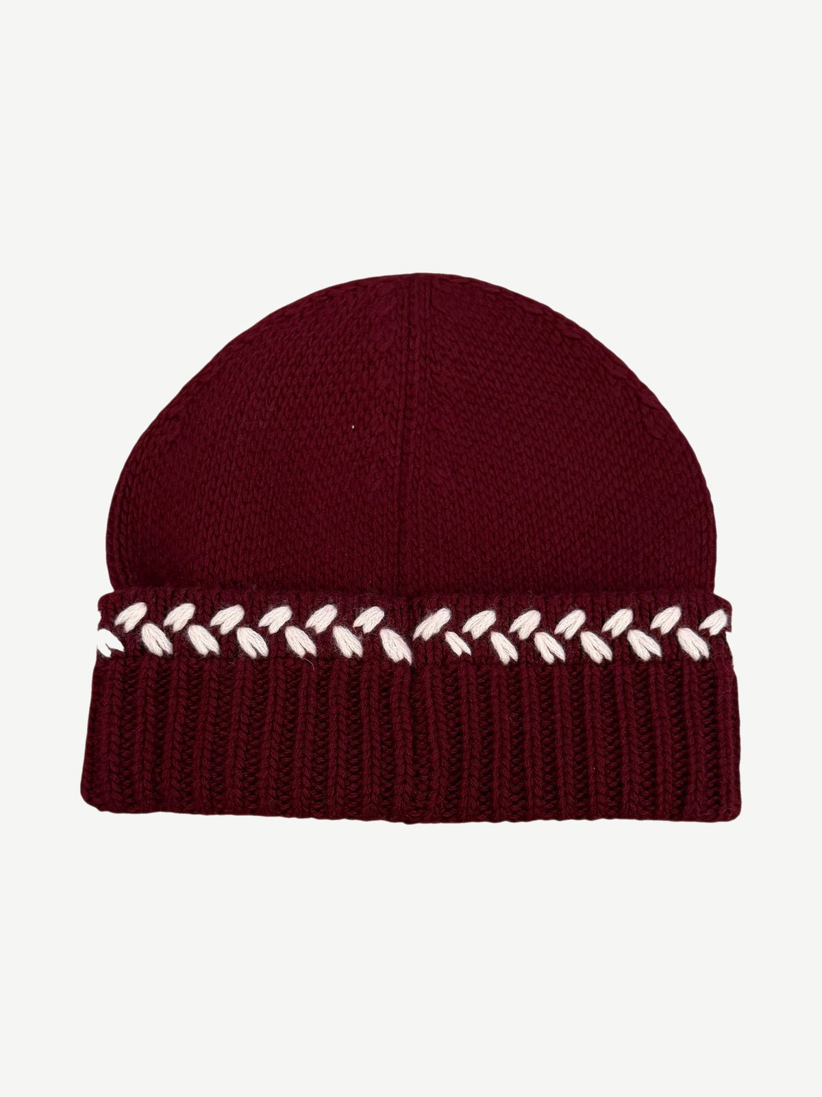 Chanel Maroon CC Embroidered Cashmere Beanie