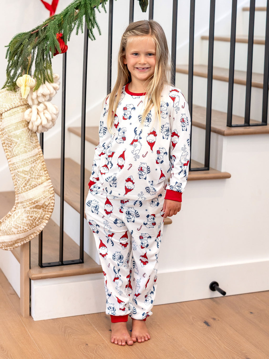 PatPat Family Matching Christmas Pajamas Gnome Print White